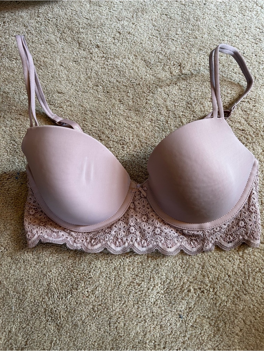 Aerie Women’s Lace Trim Padded Bra - Blush Pink